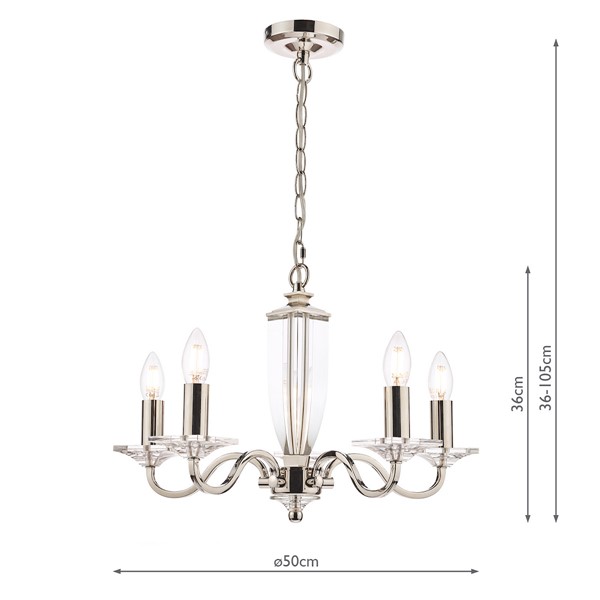 (image for) Laura Ashley Carson 5lt Chandelier Cut Glass & Polished Nickel